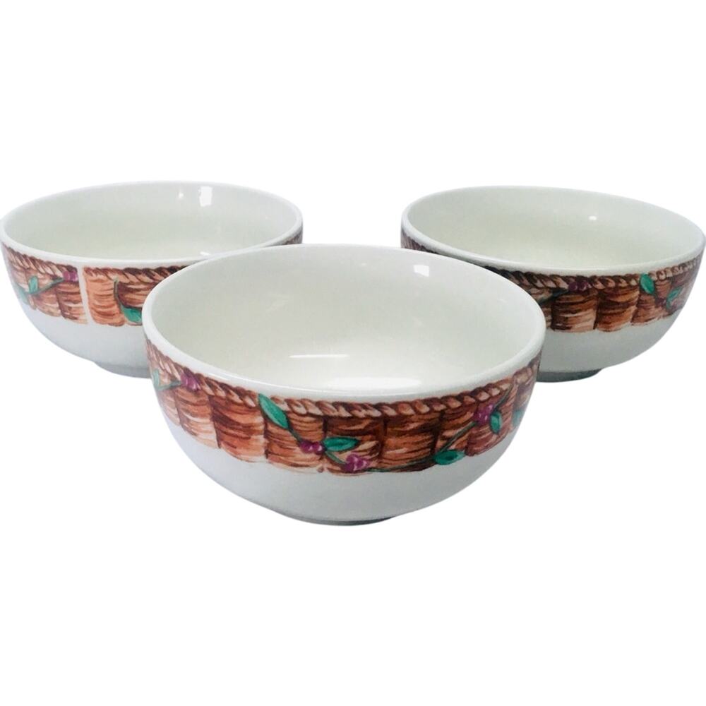 Set of 3 Cereal Bowls - Bushel of Apples